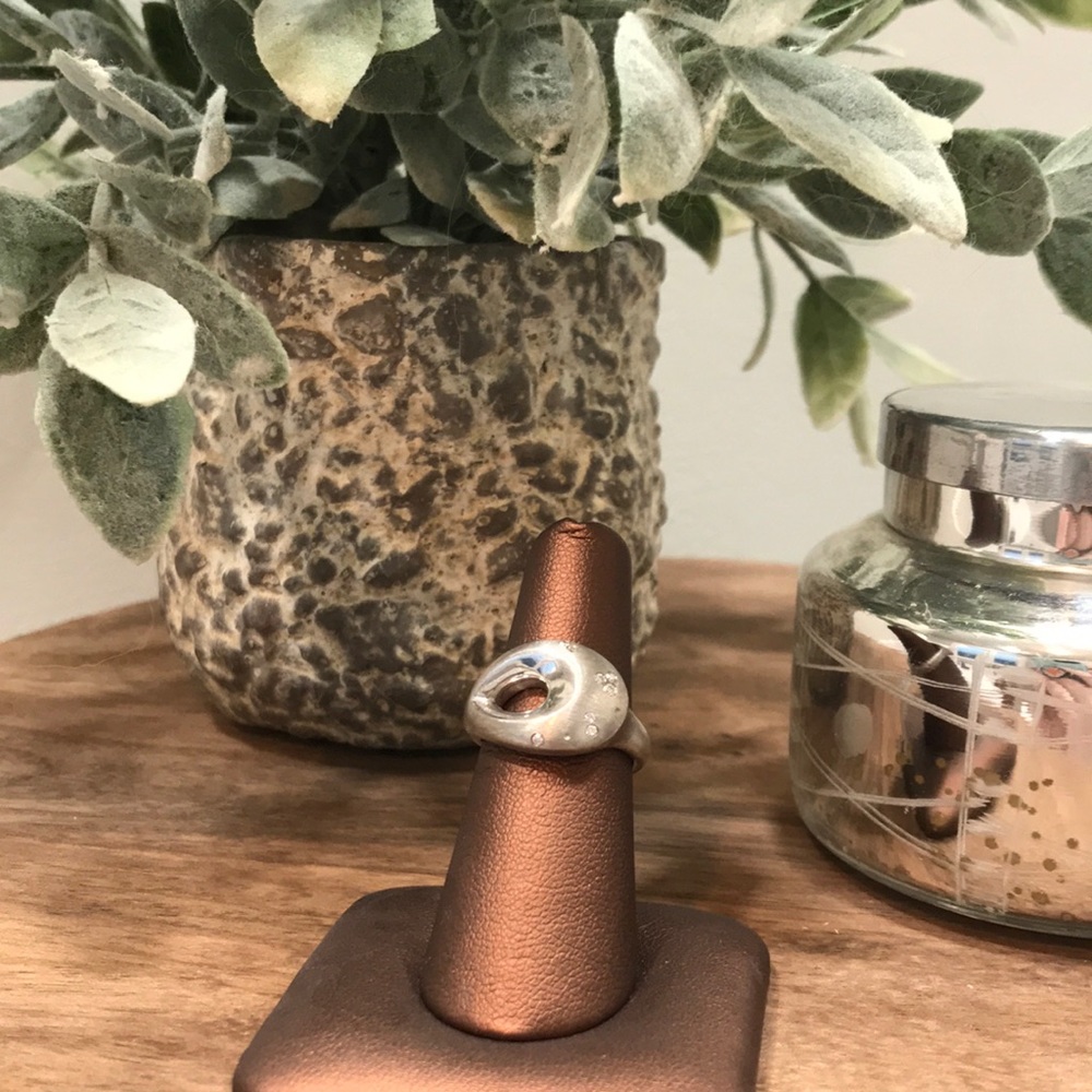 Size 7 sterling silver with diamonds ring